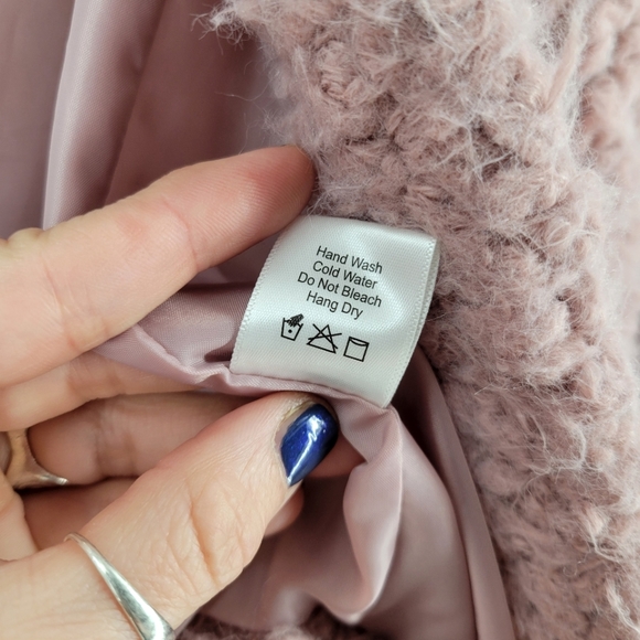CHARLOTTE RUSSE Retro Teddy Bear Shag Jacket Dusty Pink - Picture 16 of 16